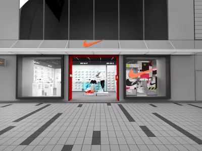 Shoe store interior Low-poly 3D model