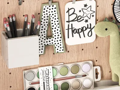 Pottery Barn Kids Avery Peg Board Study System 02 3D model