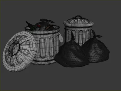 Cartoon Trash Can 3D model purchase