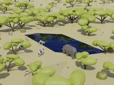 Safari scene Free low-poly 3D model