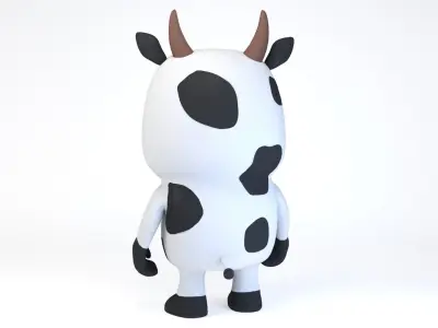 Cartoonish Humanoid Cow Character Low-poly 3D model