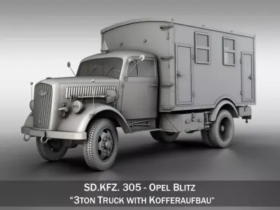 Opel Blitz - 3t  Truck with Kofferaufbau 3D model