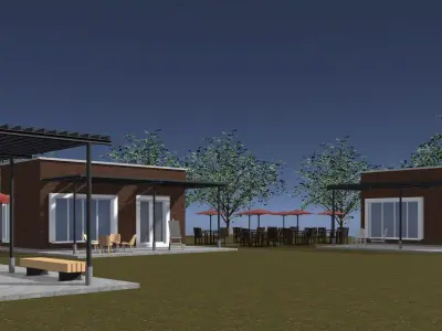 Outdoor cafe 25T05 3D model
