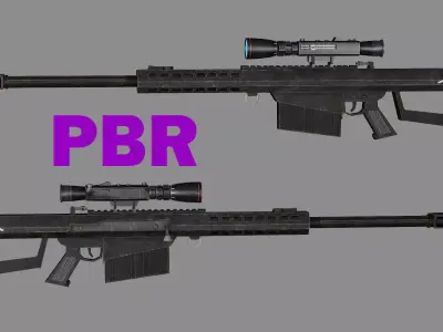 Modular Sniper Rifle MK Mjolnir Low-poly 3D Model Low-poly 3D model