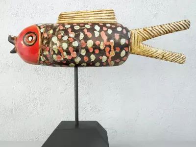 Mali Wood Bozo Fish Puppet 1 3D model
