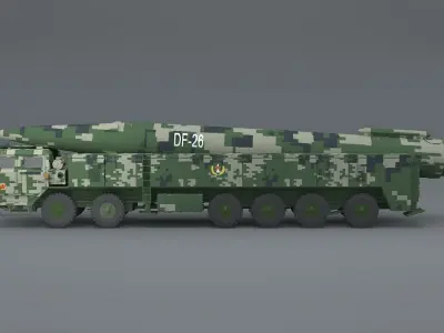Chinese Army Dongfeng 26 Medium and long range missile 3D model