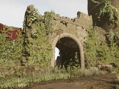Castle Ruins Environment - PBR Medieval Props and Vegetation Low-poly 3D model