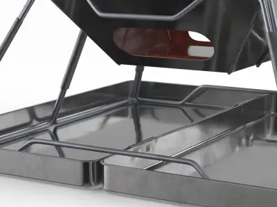 Cast Iron Sandwich Press on Camping Grill 3D model