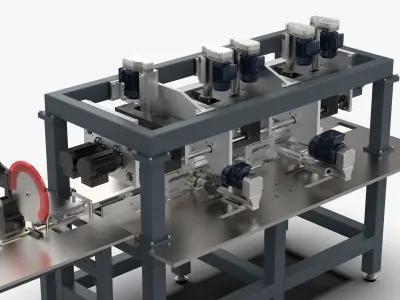 Square Tube Bar Feed Cutting Drilling and Tapping Machine 3D model