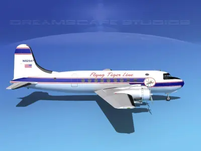 Douglas DC-4 Flying Tiger Line Cargo 3D model