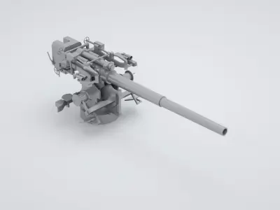 127mm 128mm SK C - 34 Naval Gun 3D model