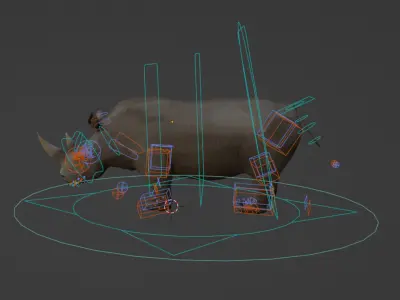 Rhino 3D Model Rigged and Animated Low-poly 3D model