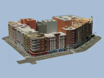 City Block Low-poly 3D model
