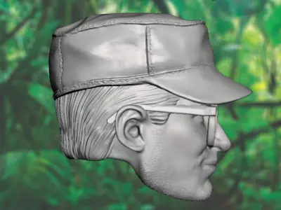 Hawkins 3D Printable Head Sculpt with MP5 Gun 3D print model