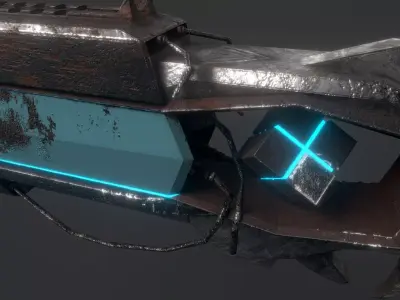 Cyberpunk Revolver - Sci-Fi Railgun Low-poly 3D model