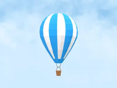 Cartoon Hot Air Balloon Low-poly 3D model