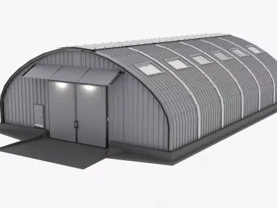 Arched hangar Free low-poly 3D model