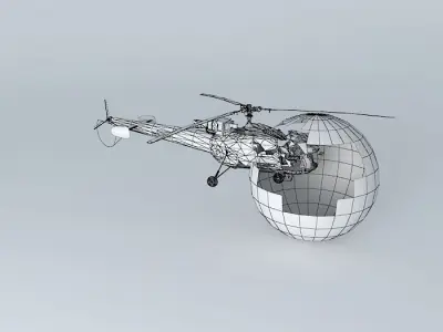 The Helicopter Crash Into The Sphere Free 3D model