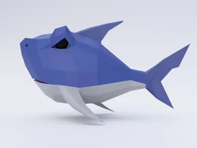 Small shark Fish low poly 3d model  Low-poly 3D model
