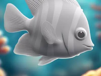 Vibrant Clownfish Orange White Striped Fish Swimming Coral Low-poly 3D model