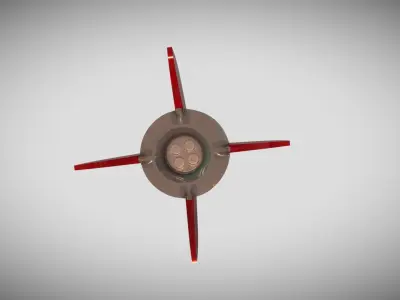 Retro Rocketship Low-poly 3D model
