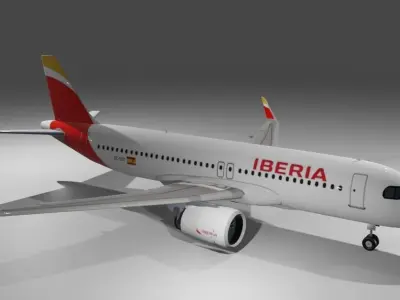 Iberia airbus a320neo 3D model Low-poly 3D model