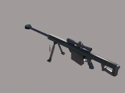 Modern Firearms Animated M107 Low-poly 3D model