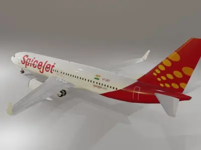 Spicejet Boeing 737-800 3D Model Low-poly 3D model