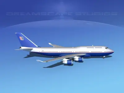 Boeing 747-400 United Airlines 2 3D model