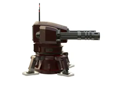 Sci-Fi Turret Gun Low-poly 3D model