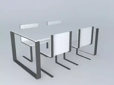 Modern dining table with chairs Free 3D model