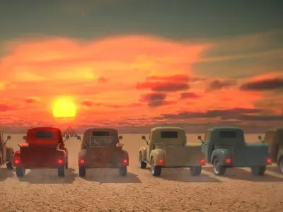 Game Ready Old Pickup Truck PBR Low-poly 3D model