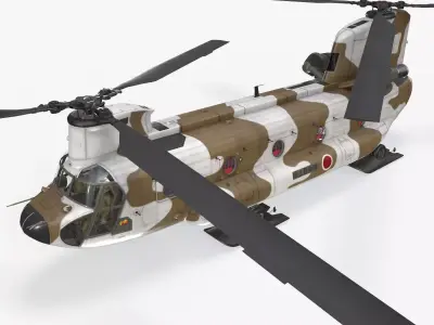  CH-47J Chinook JGSDF Winter Complex Animation Low-poly 3D model