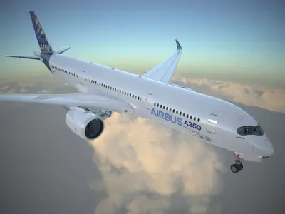 Airbus A350 900 with interior 3D model