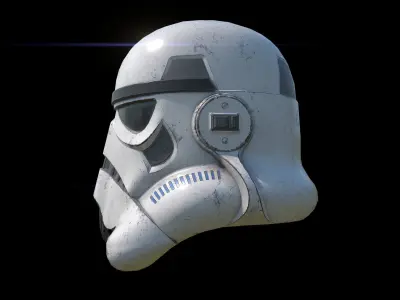 Stormtrooper damaged helmet Low-poly 3D model