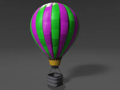 Customizable Hot Air Balloon Low-poly 3D model
