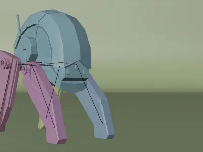 Striker Low-poly Robot rig Free low-poly 3D model