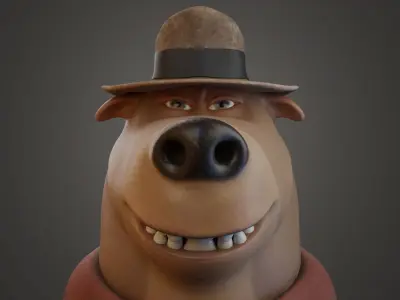 Detective Bear Low-poly 3D model