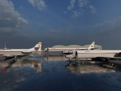 IBERIA Fleet DC-8-52    DC-8-63  and DC-9-32 3D model