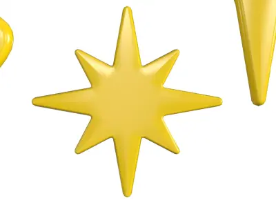 10 Cartoon Star PBR Low-poly 3D model