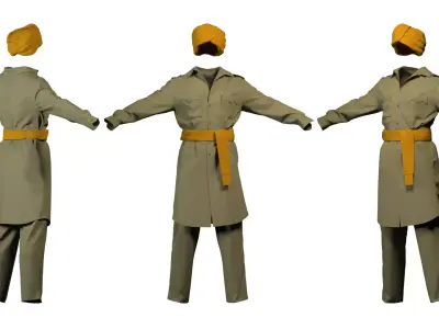 Police military Officer Turbaned weapon Outfit Uniform Low-poly 3D model