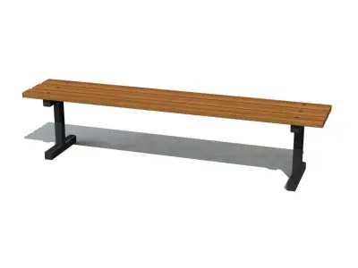 Bensh wooden bench with metal legs 3D print model