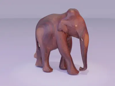 Elephant wood handmade sculpture high-poly 3D model