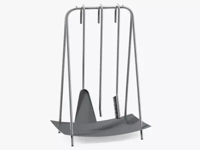 Port Fireplace Tools Silver 3D model