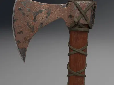 Lowpoly and Midpoly Viking Axe weapon for videogame or cinematic Low-poly 3D model