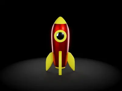 Lowpoly Rocket Free low-poly 3D model