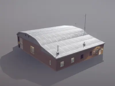 Airport Hangar E Low-poly 3D model