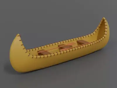 Cartoon Native American Indian Canoe 3D model