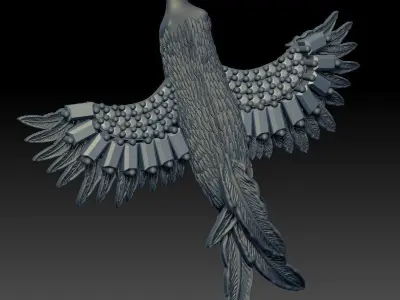 Phoenix Necklace gold  3D model