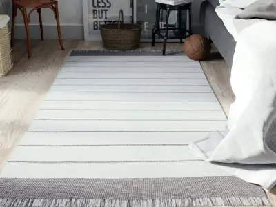  Striped Shoreline Designer Rug Model, White &amp; Grey 